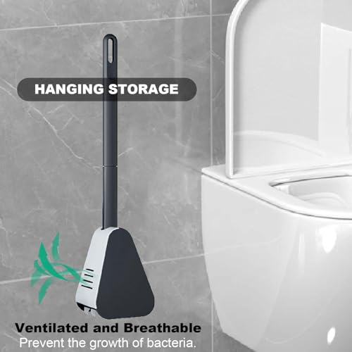 Toilet Brush, Long Handle Golf Toilet Brush with Holder 360° Deep Cleaning Flexible Silicone Toilet Cleaner Brush Wall Mounted for Bathroom (2Pcs Black) - color: 2pcs Black