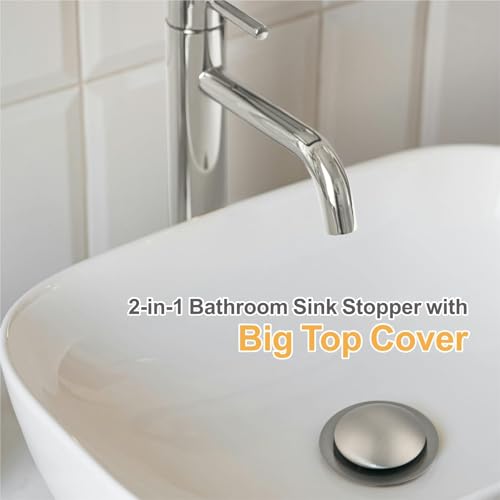 WELLUP Bathroom Sink Stopper,Sink Drain Stopper Pop Up Strainer Brushed | 2 Pack Brushed Sink Stopper Replacement,Bathroom Sink Drain Stopper with Hair Catcher,Fit 1 1/8"-1 1/2",Anti-Clogging Design - color: Brush