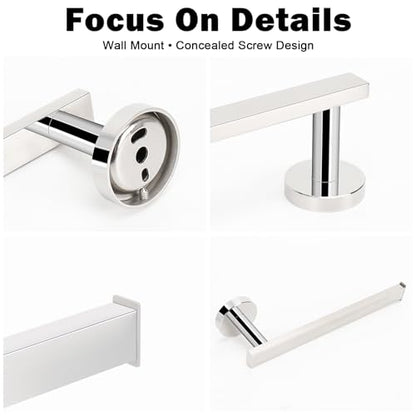 NearMoon Square Hand Towel Holder/Towel Ring, Premium SUS304 Stainless Steel Hand Towel Bar Rustproof Wall Mounted Towel Rack for Bathroom/Kitchen, Contemporary Style Bath Accessory (Chrome Finish) - color: Chrome Finish