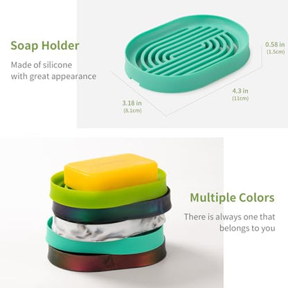 LOYATRO Bar Soap Holder for Shower Silicone Soap Dish for Bathroom Sink Soap Saver Bathtub Self Draining Soap Tray(C-Green,1) - color: C-mint Green