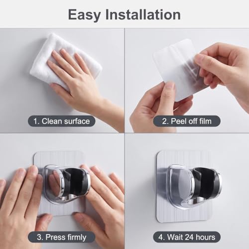 2 Pcs Adjustable Suction Cup Shower Head Holder Removable No Drill for Bath | Strong Suction, Punch-Free, Drill Free, Adhesive Suction Cup, For Shower Wand & Hose