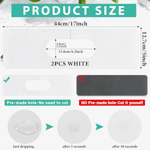 Tioncy 2 Pcs Faucet Mat Sink Splash Guard Oval-hole Oval Splash Pad for Kitchen Sink Oval Base Diatomite Faucet Mat for Bathroom Absorbent Mat Splatter Screens (White) - color: White