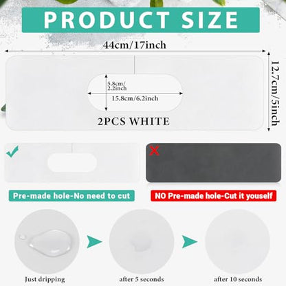 Tioncy 2 Pcs Faucet Mat Sink Splash Guard Oval-hole Oval Splash Pad for Kitchen Sink Oval Base Diatomite Faucet Mat for Bathroom Absorbent Mat Splatter Screens (White) - color: White