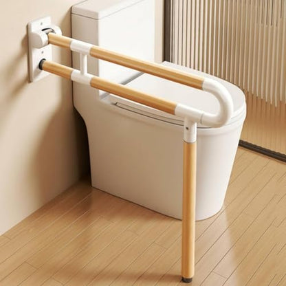 Almencla Folding Toilet Support Toilet Handrail Grab Bar Rail with Flip Up Hinged Design Aluminum Structure with Non Slip Coating Suitable for Elderly Injury Toilet, 70CM - size: 70CM