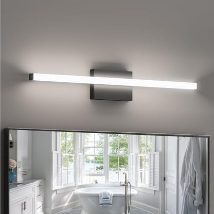 LED Modern Bathroom Vanity Light Bar 36 Inch, 34W 2900 Lumens Dimmable 5CCT LED Lights for Bathroom, Simple Square Black Vanity Light Fixtures Over Mirror - ETL Certified - size: 36IN-5CCT
