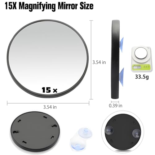 Foldable Makeup Mirror 4 Barber Mirrors, 360 Degree Handheld Desktop DIY Haircut Tool,Styling, Grooming,Portable Foldable Makeup Mirror,Plus 15X Magnifying Mirror