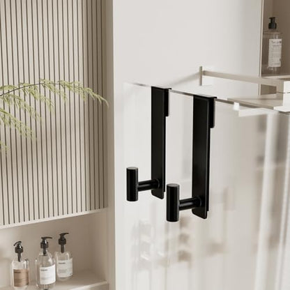 WUIVIUT T-Shape Heavy-Duty Stainless Steel Over The Glass Door Hooks - Frameless Glass Door Hooks for Bathroom Shower Towel Holder 19 cm Hook for Robe,Towels,Shower(T Shape 2 Pack, Fits 3/8'' Thick) - size: T Shape, 2 Pack