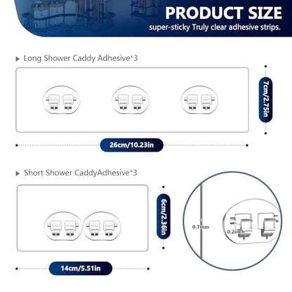 6 Pack Shower Caddy Adhesive Replacement, Clear Adhesive Hooks | Waterproof Clear Shower Hooks in 1-Hook and 3-Hook Styles for Shower Caddies, Shelves, Soap Holders and Kitchen Racks. - color: Clear 1 hooks & 3 hooks-6Pack