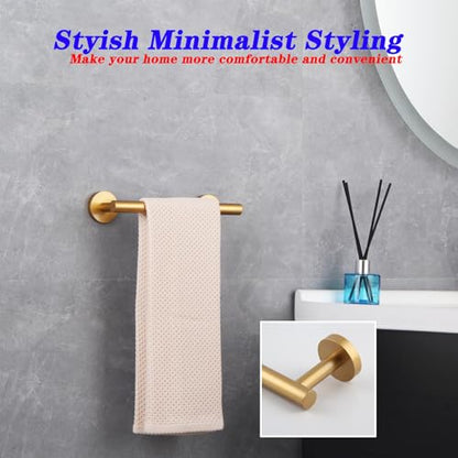 GERZWY 9-Inch Bathroom Towel Bar Gold Stainless Steel Bath Hand Towel Holder Modern Round Style Wall Mount AG1101C23-BE - color: Gold, size: 9 Inch (Pack of 1)