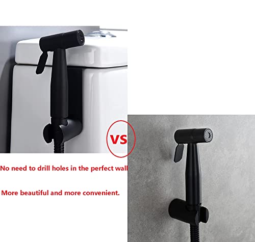 Handheld Bidet Sprayer for Toilet,Bidet Sprayer Holder,Hook Black | Bidet Sprayer Holder for Handheld Shower Wand, Diaper Sprayer,Stainless Steel Bidet Holder - color: Black