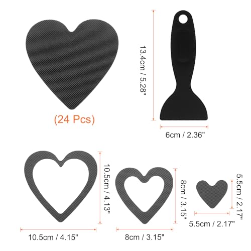 HARFINGTON 24pcs Non Slip Bathtub Stickers Bath Shower Floor 4" Anti-Slip Adhesive Sticker Tape Heart Style Decals with Scraper for Bathroom Kitchen Bathtub Treads Stairs, Black - color: Black