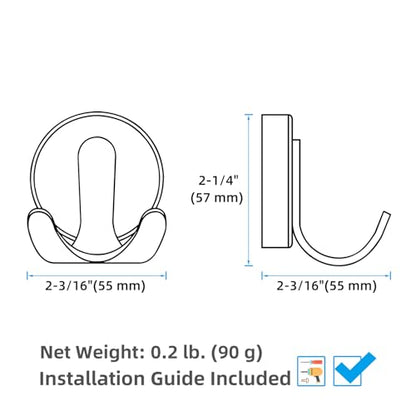 Matte Black Robe Towel Hook, Heavy Duty 11 lbs, Wall Mounted | Rust-resistant Double Wall Hook for Bathroom Kitchen Entryway, Towels, Robes, Coats, Bags Storage Hook, Anti-drop Design