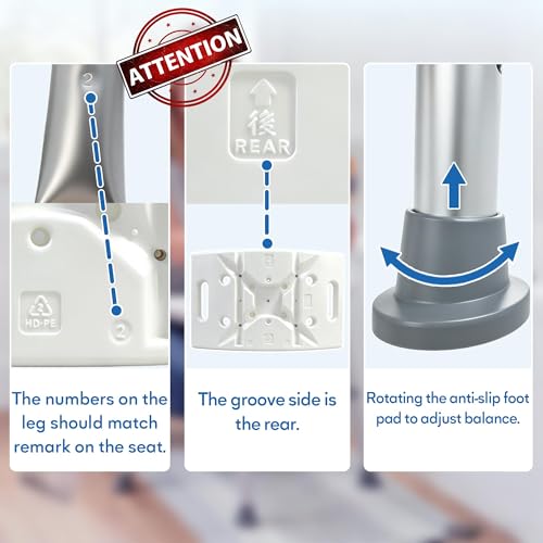 Adjustable Shower Chair for Bathtub, Non-Slip Seat for Seniors & Disabled | FSA/HSA Shower Stool for Inside Shower, Bath Chair with Padded Seat & Drainage Holes for Inside Standard Tub Use, 300LBS