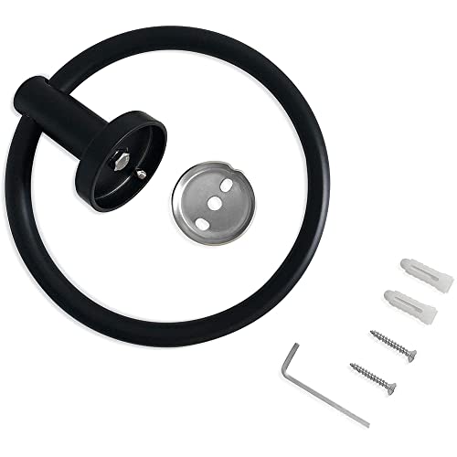 304 Stainless Steel Towel Ring Towel Holder Hanging Round Simple Black Towel Circular Holder (Black 2Pcs) - color: Black 2pcs