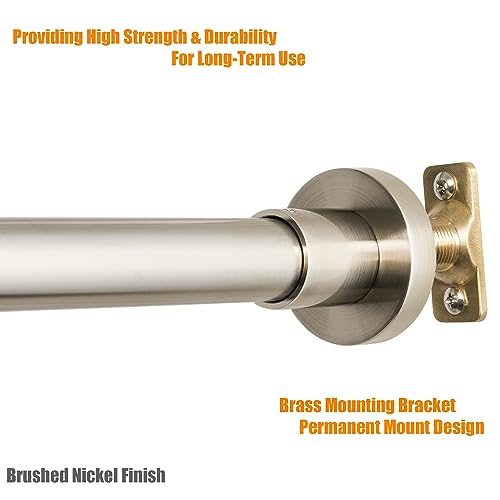 Heavy Duty Shower Rod, Adjustable Shower Curtain Rod, Expandable 47-84 Inch, Permanent Mount Shower Rod, Never Rust Stainless Steel For Window Curtain and Closet, Brushed Nickel - color: BRUSHED NICKEL