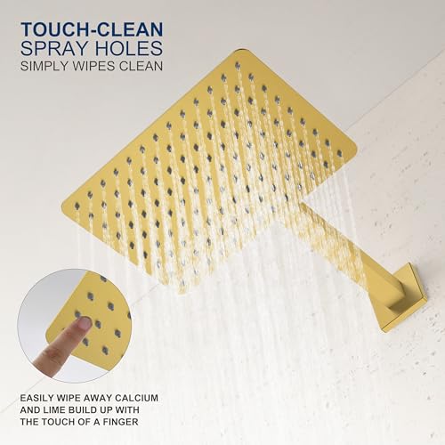 KENES Brushed Gold Shower Set with Tub Faucet, Square Tub Shower Faucet Set | Shower Faucet with 10-Inch Rain Shower Head, Square Shower System, Valve Included, Lead-Free cUPC & NSF Certified, Stainless - color: Brushed Gold, style: Tub Shower Faucet Set