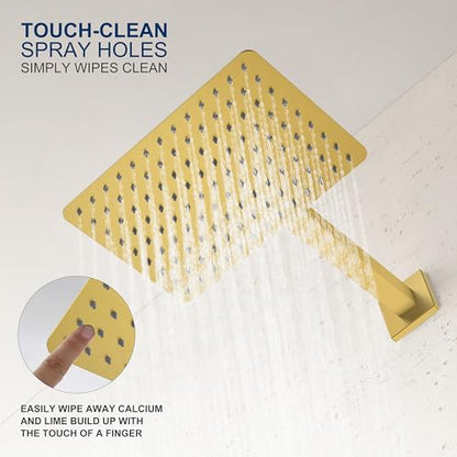 KENES Brushed Gold Shower Set with Tub Faucet, Square Tub Shower Faucet Set | Shower Faucet with 10-Inch Rain Shower Head, Square Shower System, Valve Included, Lead-Free cUPC & NSF Certified, Stainless - color: Brushed Gold, style: Tub Shower Faucet Set