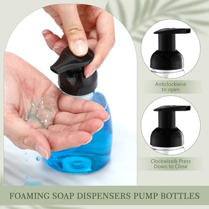Nuenen 48 Pieces 8oz Foaming Soap Dispenser Refillable Foaming Pump Bottles Bulk Travel Hand Soap Dispenser Plastic Press Bottles Empty Containers for Shampoo Bathroom Commercial(Black) - color: Black