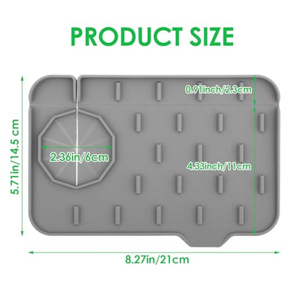 Dimeho Sink Faucet Splash Guard Mat Silicone Soap Dish Pad Faucet Handle Drip Catch Sponge Holder Sink Protector Trays for Bathroom Kitchen Countertop Gadgets Accessories - color: Gray