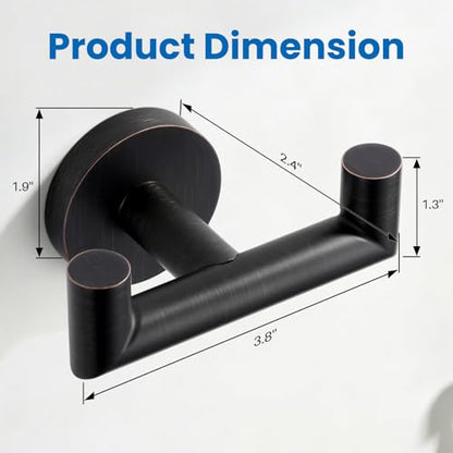 Shower Towel Hook, Wall Mount Robe Hook Holder, Oil Rubbed Bronze | Stainless Steel Material, Double Hooks Design, Rust-Resistant, Strong Load-bearing Capacity - color: Oil Rubbed Bronze