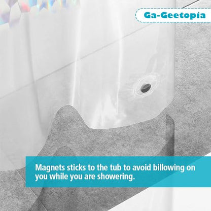 Ga-Geetopia Holographic Extra Long 3D EVA Shower Curtain Liner Water Cube, 72x80 Premium Light Weight Clear Plastic Bathroom Shower Curtain with Rustproof Metal Grommets - color: Holographic, size: 72"W x 80"L (Pack of 1)
