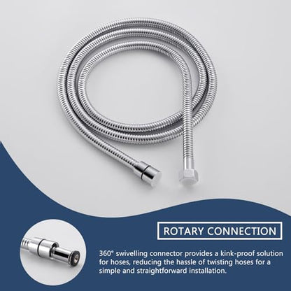 Angle Simple Replacement Shower Hose 79", Extension Hose 1/2" IPS, Chrome | Stainless Steel, Suitable for Handheld Shower Head, Dog Bathing, Bathroom Washing, Flexible, No Tangles - color: Chrome, size: 79 Inch