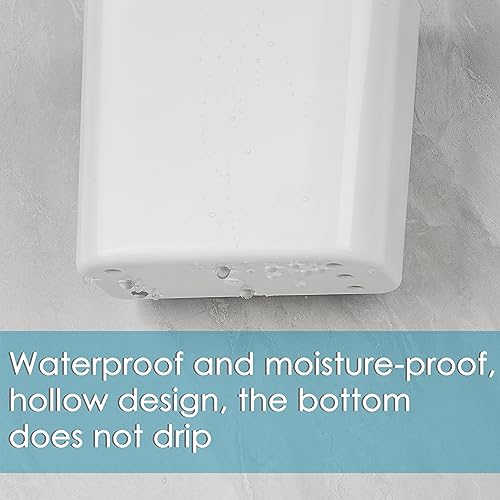 Multipurpose Wall Mount Toothbrush Holder, Self Adhesive Toothbrush Storage Organizer for Shower, Toothbrush Hanger for Toothpaste, Comb, Facial Cleanser (White)