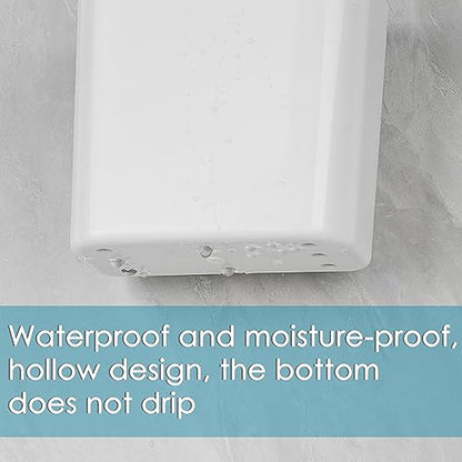 Multipurpose Wall Mount Toothbrush Holder, Self Adhesive Toothbrush Storage Organizer for Shower, Toothbrush Hanger for Toothpaste, Comb, Facial Cleanser (White)