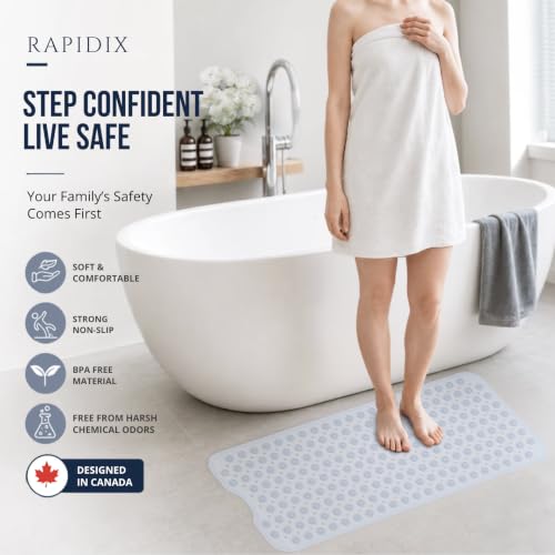 Bathtub Mat Non-Slip – 39" x 15.5" Extra Long Shower Mat with Suction Cups, BPA Free & Machine Washable, Textured Bath Mat for Tub, Ideal for Kids, Seniors & Pregnant Women, Clear - color: Clear