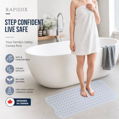 Bathtub Mat Non-Slip – 39" x 15.5" Extra Long Shower Mat with Suction Cups, BPA Free & Machine Washable, Textured Bath Mat for Tub, Ideal for Kids, Seniors & Pregnant Women, Clear - color: Clear