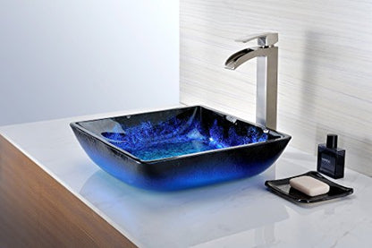 ANZZI Viace Rectangular Tempered Deco Glass Vessel Bathroom Sink In Blazing | Centerpiece For Any Counter The Series Is A Traditionally, Built With Premium, Long-Lasting Materials - style: AZ056