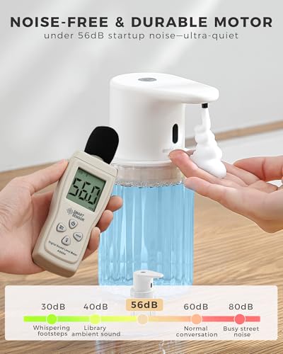 Automatic Foaming Soap Dispenser Touchless, USB Rechargeable Soap Dispenser | Adjustable Foam Levels, 10oz/300mL Hands Free Sensor, Waterproof, Wall Mounted or Countertop for Bathroom & Kitchen - color: White, style: Foam