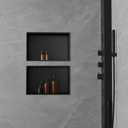 Achelous Stainless Steel Insert Shower Niche 18" X 12" NO Tile Needed, Bathroom Wall Niche Recessed Shower Shelf Organizer, Wall-Inserted Niche Recessed Shower Caddy, Matte Black - color: Matte Black, size: 18" X 12"