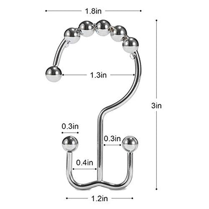 Shower Curtain Hooks, Goowin Shower Curtain Rings, Stainless Steel Shower Curtain Hooks Rust Proof Free Sliding Double Shower Hooks for Curtain, Shower Curtains & Liners (Chrome) - color: Chrome