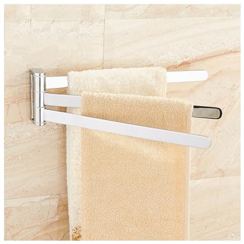ZHOUXIAO Premium Swing Out Towel Bar Gold Finish/Towel Racks for Bathroom or Kitchen, Metal Bold Towel Bar Folding Arm Swivel Hanger Bathroom Storage Organizer Wall Mounted Silver