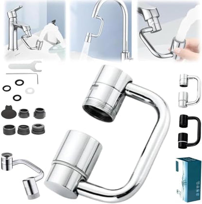 2026 Upgraded Universal Sink Faucet 1080° Rotating Faucet Extender with Upward Facial Mist, U Shaped Faucet Extender, 360° Faucet Aerator for Bathroom Kitchen, 4 Water Modes Adjustable (Silver) - color: Silver