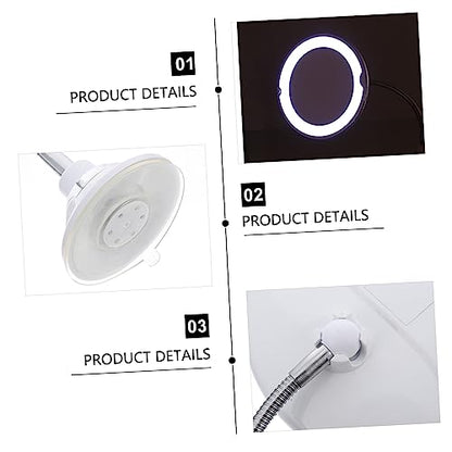 Rotating Makeup Mirror with Magnification LED Light Powerful Suction Cup Vanity Mirror for Bathroom Bedroom Travel Viewing Angle