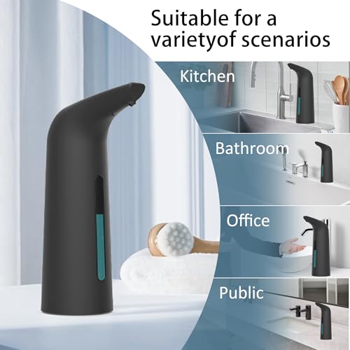 Automatic Liquid Soap Dispenser, 4-Level,Rechargeable | Plastic,13.5oz/400ml Black Touchless Electric Hand & Dish Countertop Soap Dispensers with Sensor for Bathroom,Kitchen Sink - color: Black, style: Rechargeable