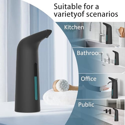 Automatic Liquid Soap Dispenser, 4-Level,Rechargeable | Plastic,13.5oz/400ml Black Touchless Electric Hand & Dish Countertop Soap Dispensers with Sensor for Bathroom,Kitchen Sink - color: Black, style: Rechargeable