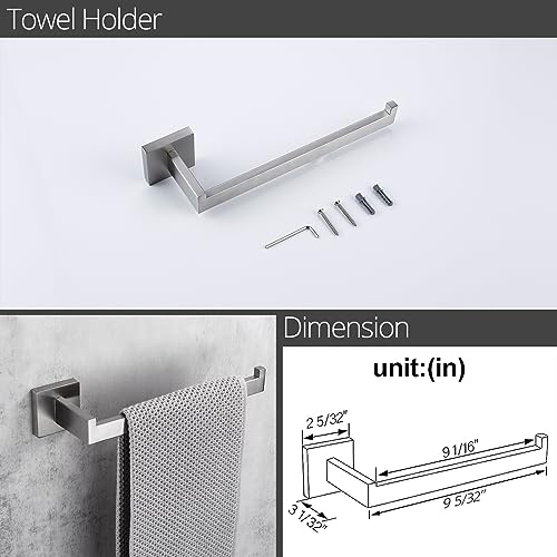 BAGNOLUX Bathroom Hardware Set 4 Pieces, Bath Towel Holder Set SUS304 Stainless Steel, Towel Bar Rack Set for Wall Mounted, Square Bathroom Accessories Set Fixture Heavy Duty Brushed Nickel - color: Brushed Nickel