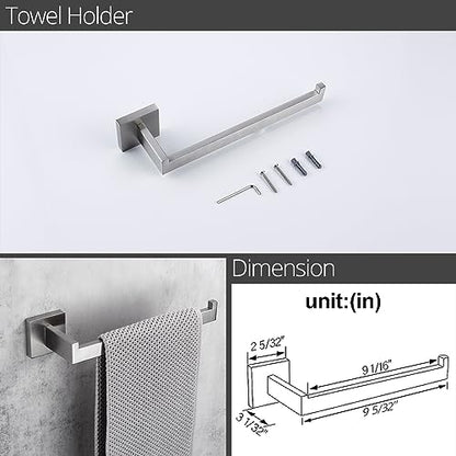 BAGNOLUX Bathroom Hardware Set 4 Pieces, Bath Towel Holder Set SUS304 Stainless Steel, Towel Bar Rack Set for Wall Mounted, Square Bathroom Accessories Set Fixture Heavy Duty Brushed Nickel - color: Brushed Nickel