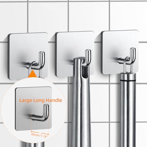 Heavy Duty Adhesive Towel Hooks – 304 Stainless Steel Waterproof Wall Hooks, No Drill, Rustproof Stick-On Hangers for Bathroom & Kitchen – 4 Pack