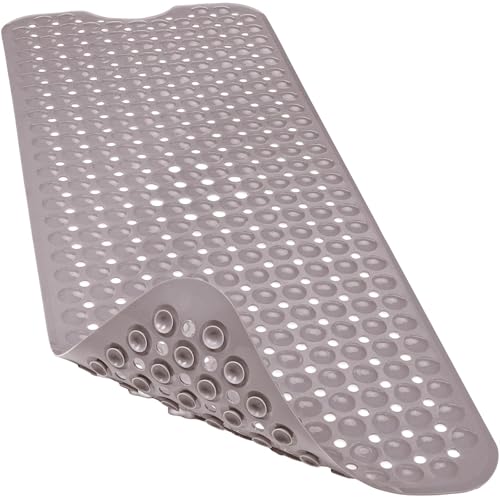 Bathtub and Shower Mats, 40x16 Inch Extra Large Non Slip Soft Bath Tub Mat with Suction Cups and Drain Holes for Bathroom Floor and Keep Tubs Clean, Machine Washable, Tan - color: Tan