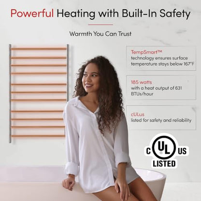WarmlyYours Malta Heated Towel Rack, 11 Bars, Polished Steel - color: Polished Stainless Steel (11 Bars)