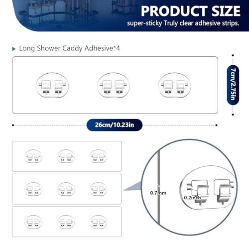 4 Pack Shower Caddy Replacement Strong Hooks, No Drilling Shower Shelf for Caddy, Soap Holder and Kitchen Racks (Clear 3 Hooks) - color: Clear 3 hooks-4Pack