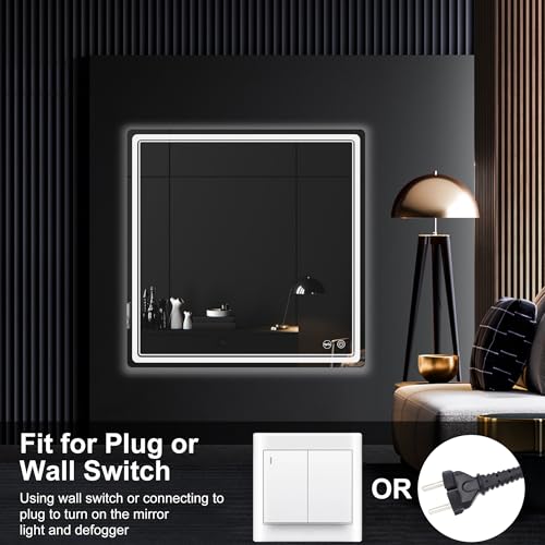 LED Bathroom Mirror with Lights, Anti-Fog, Dimmable, Lighted Bathroom Vanity Mirror for Wall, UL-Certified (36 x 36) - size: 36"L x 36"W