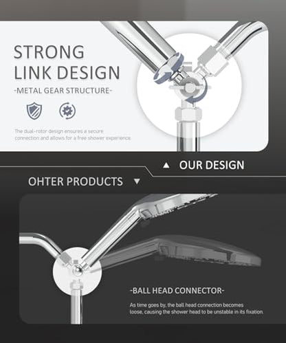 Filtered Shower Head with Handheld High Pressure Shower Head with Filters | 3-spray Dual Rain Shower Heads Filtered Shower Head for Hard Water Removes Chlorine & Heavy Metals 59'' Hose & Holder Chrome