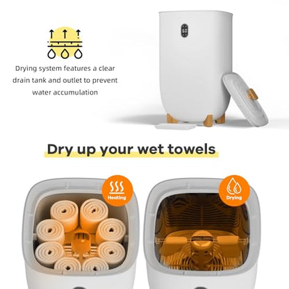 Towel Warmer Dryer for Bathroom, 7.9 gal(35 L) Capacity, Compact Electric Hot Towel Blanket Warmer Bucket with Auto Shut Off & 4 Timer Settings for Spa Home - size: 35L