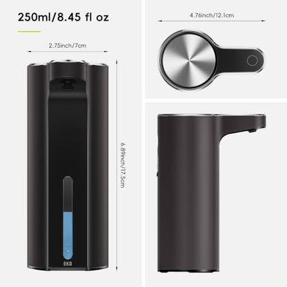 EKO Aroma Touchless Automatic Soap Dispenser for Bathroom and Kitchen, Liquid Hand Soap Dispenser, Water-Resistant and Rechargeable, 9 fl oz (Dark Grey) - color: Dark Grey, size: 9 oz (Standard Rechargeable)