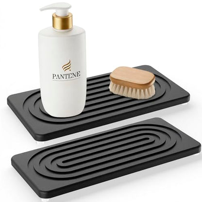 Stone Drying Tray, Water Absorbing Stone Tray, Natural Diatomaceous Earth Stone Sink Mat, Instant Dry Sink Coasters, Kitchen Sponge Hand Soap Holder, Quick Dry, Ease Cleaning - color: Concrete Grey